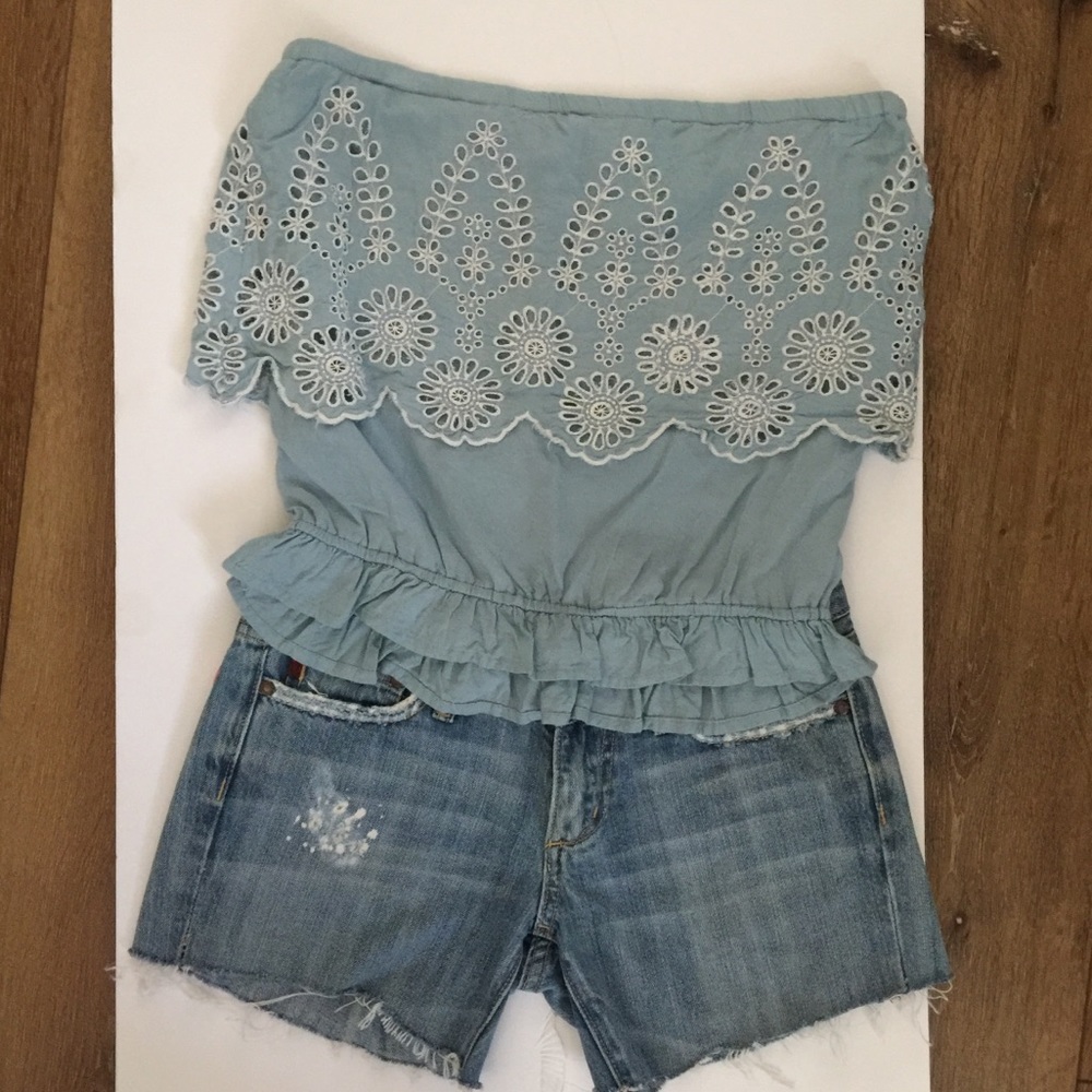 Poof Women’s Blue Embroidered Tube Top